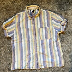 Striped Short Sleeve Button-Up Shirt